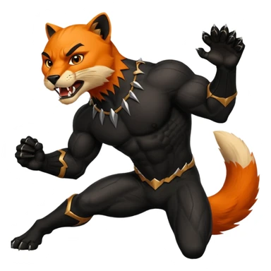 A black panther but it is killing orange colored fox sticker