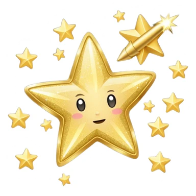 shooting star gold colored glitter  sticker