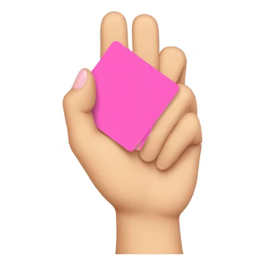 a hand holds a pink card sticker