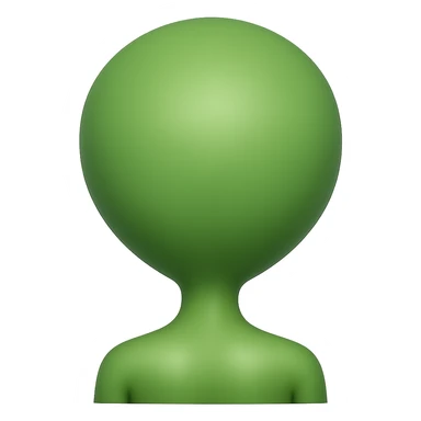 Create a clear rear view of an alien facing away from the viewer in a simple, rounded emoji style with no background. sticker
