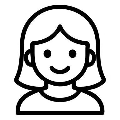 icon of a female character named Nika, round face, friendly expression, outlined style sticker