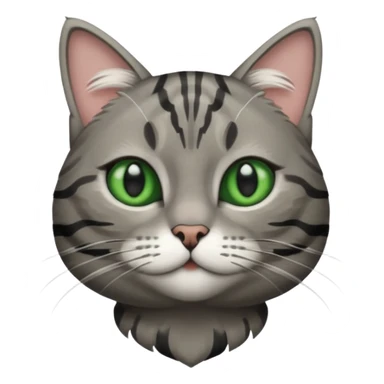A high-resolution photo-realistic digital illustration of a grey tabby cat, chest upward sticker