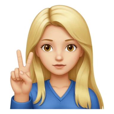 Girl with long blonde hair and hazel eyes giving you the one middle finger sticker