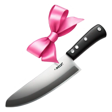 Black butcher knife with cute pink bow sticker