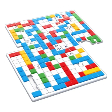 A photorealistic icon with a crossword magazine, a 3D puzzle and a partially completed puzzle on a table. Bright, detailed design with realistic lighting. Transparent background, clearly symbolizing puzzles and brain games. sticker