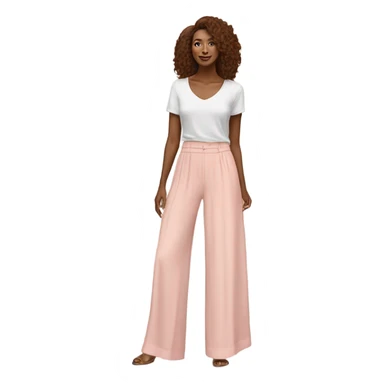 Realistic isolated pair of high waist long wide leg dressy casual pants in pink sticker