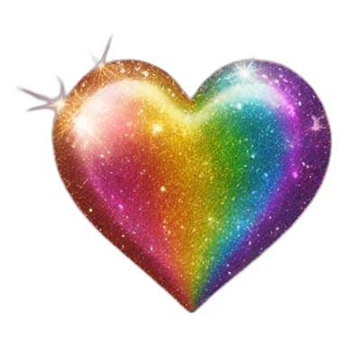 Rainbow glitter sparkle heart sticker