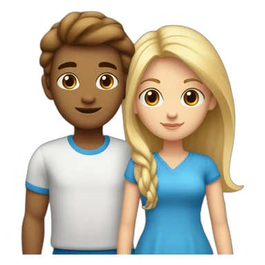 Un couple adolescent avec une fille blonde au yeux bleu et un garçon au cheveux brun et aux yeux marron sticker