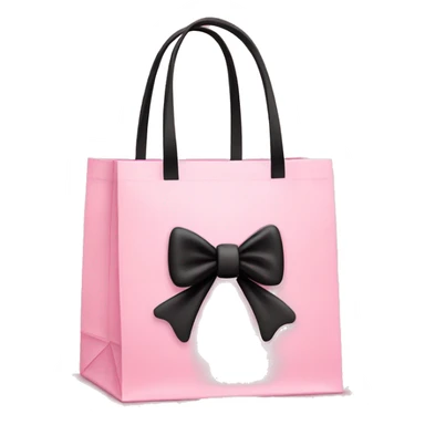 light pink shopping bag with black bow sticker