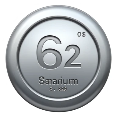 samarium rare earth metal, silvery metal, chemical element Sm, atomic number 62 sticker