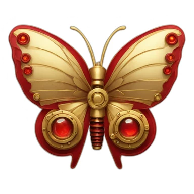gold and red steampunk butterfly sticker