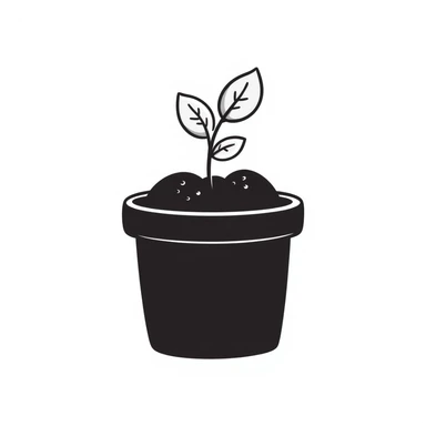 A small pot with a seedling sticking out of the soil sticker