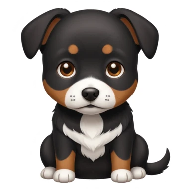 Small black dog with a white patch on her chest sticker