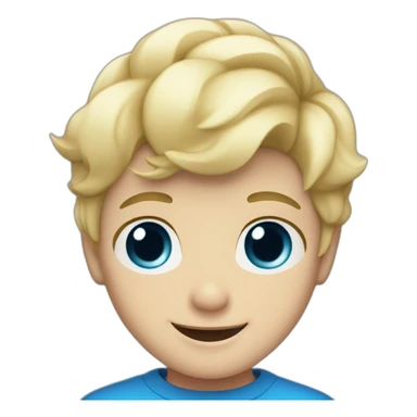 Blonde boy with medium short hair, blue eyes, waving hi to the camera sticker