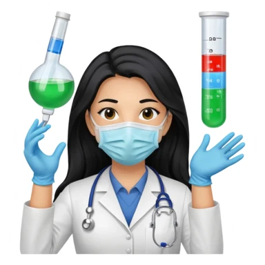 medica con guantes  y mascarilla e insumos lavoratorio pelo negro largo triguella sin testoscopio sticker