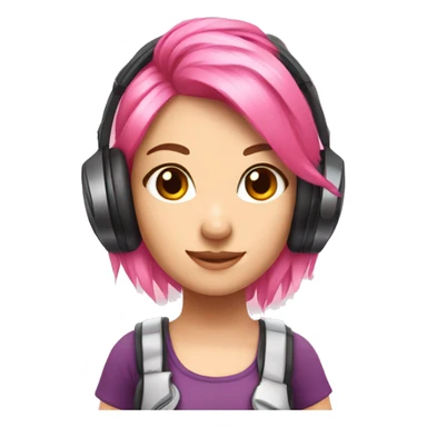 Pink hair, gamer girl, headphones, 
 pink controller sticker