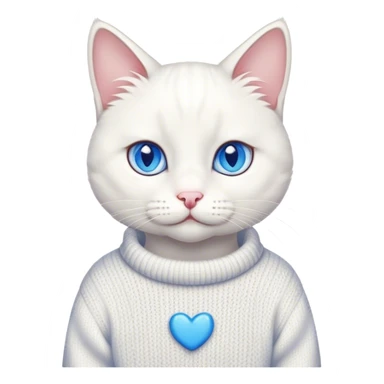 A white cat with blue eyes wearing a cute sweater  sticker