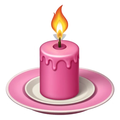 A drawing of a flaming pink candle that could be used at a romantic dinner table. The camera should be isometric at a high angle. sticker