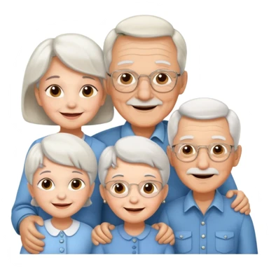 All white grandma and grandpa with 2 girls and 2 boys sticker