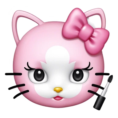  hello Kitty holding an eyelash mascara spoolie sticker