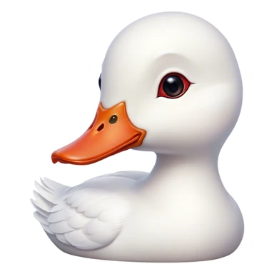 Cinematic Cute White Duck Portrait Emoji, Head tilted playfully and inquisitively, featuring a glossy, immaculate white plumage with a charming red bill, round, sparkling eyes filled with curiosity, Simplified yet irresistibly adorable features, highly detailed, glowing with a warm, friendly glow, high shine, affectionate and lively, stylized with a touch of whimsical charm, bright and endearing, soft glowing outline, capturing the essence of a mischievous yet loving duck, so playful it feels like it could waddle out of the screen and into your arms! sticker