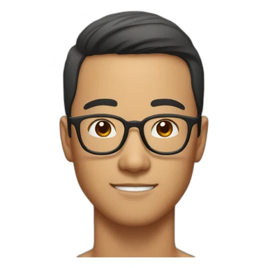 Handsome Asian man wear glasses with brown skin sticker
