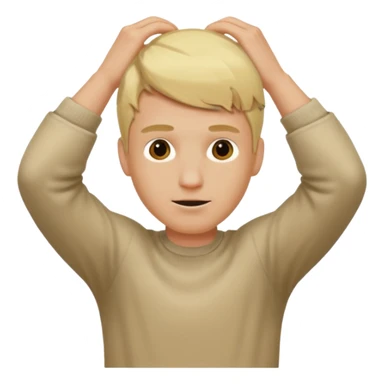 Blonde man with his face covered with two arms going through down left to up right sticker