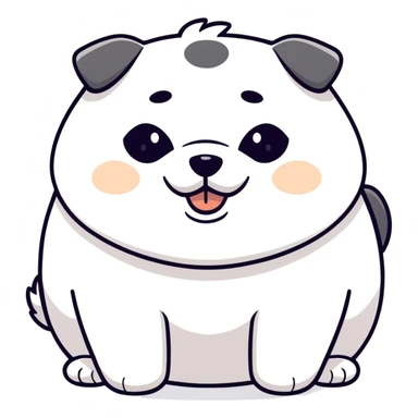 Fat black and white dog  sticker