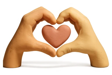heart hands icon, hands forming a heart, matte clay texture, pastel colors sticker