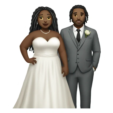 Plus size couple with locs wedding pale sticker