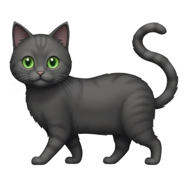 full body solid dark grey cat with green eyes, white paws and white whiskers walking sticker