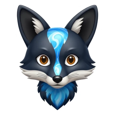 Black fox with blue marble pattern sticker