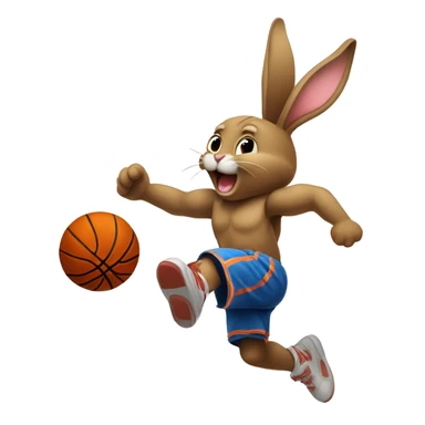Bunny slam dunking basketball sticker