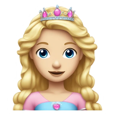 Little blonde princess with blue eyes with pink princess crown sticker