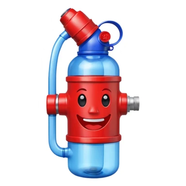 water bottle with face and fire hydrant coming out of straw sticker