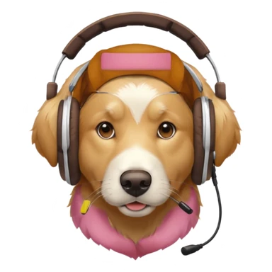 golden retriever face wearing a headset, minimal details sticker