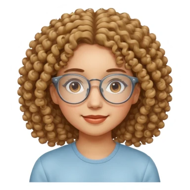 Curly-haired girl with clear glasses, a gentle smile, and a calm energy. sticker