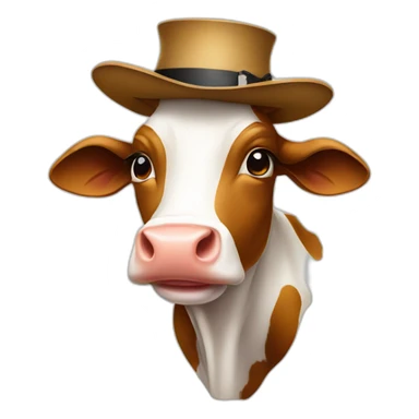 Cow with hat sticker