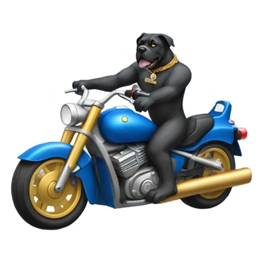 A blue and gold Cane Corso riding a motorcycle. sticker