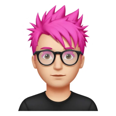 Man with neon pink spiky hair and glasses sticker