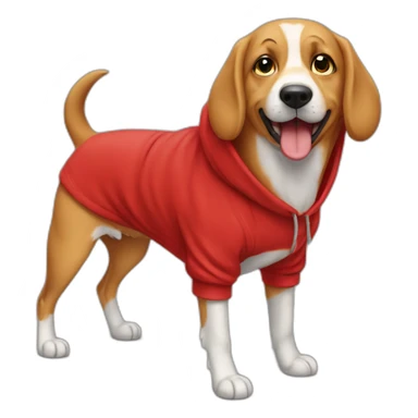 Barking susagedog in red hoodie emoji sticker