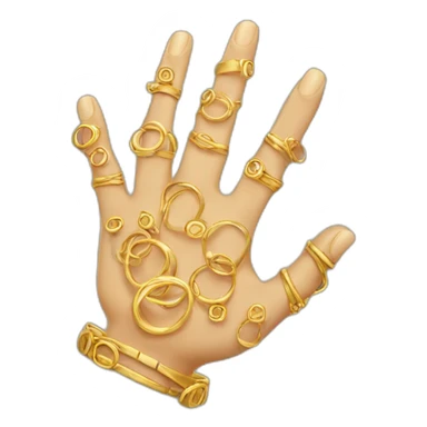hand with many gold rings sticker