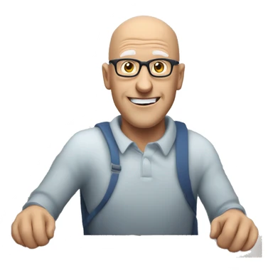 a white middle aged man with glasses and bald head feeling cautiously optimistic that good news is on its way sticker