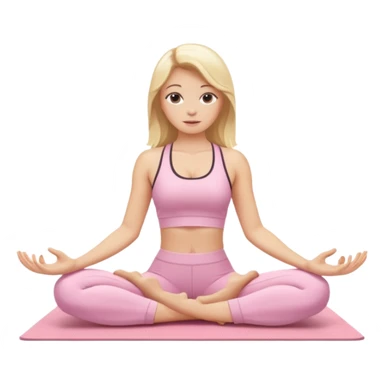 white girl with blonde hair wearing a light pink workout set doing yoga sticker