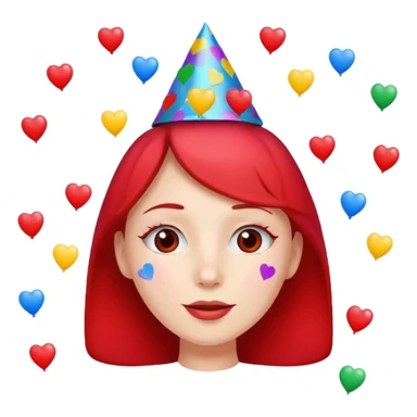 i want a  A festive heart face wearing a party hat and surrounded by confetti, it cant be a person it has to be a heart sticker