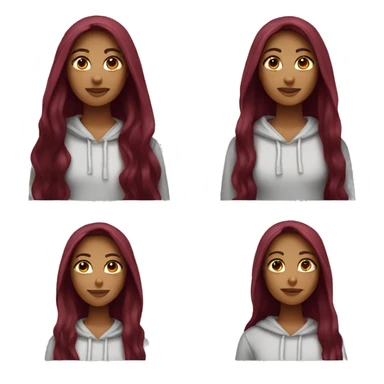 pretty girl with long burgundy hair with a hoodie sticker