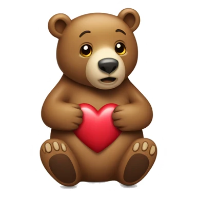 Bear hugging heart sticker