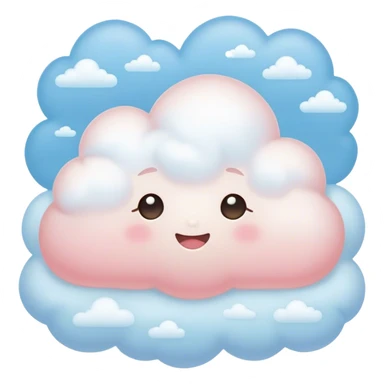 Cinematic tiny snuggly cloud, soft fluffy texture, gentle glowing edges, cute blushing cheeks, floating peacefully in a pastel sky, warm and dreamy. sticker