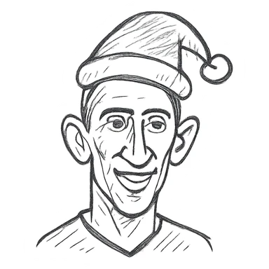 Ángel Di María with a Christmas hat, hand drawn style, simple background sticker