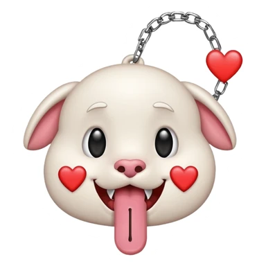 heart eyes face with tongue out on leash sticker
